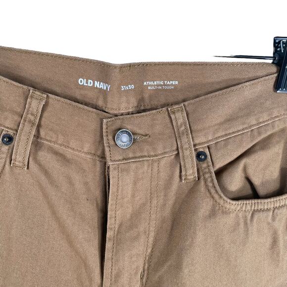 Old Navy Pants Men Size 31x30 Brown Athletic Taper Non-Stretch Flat Front Casual - Picture 8 of 11